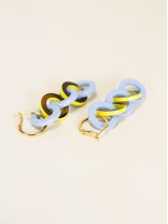 Boucles d'oreilles Entrelac jaune bleu