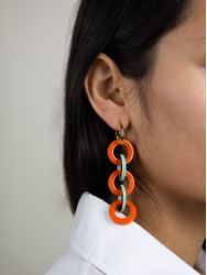 Boucles d'oreilles Entrelac orange vert