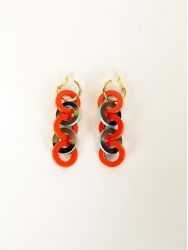 Boucles d'oreilles Entrelac orange vert