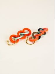 Boucles d'oreilles Entrelac orange vert