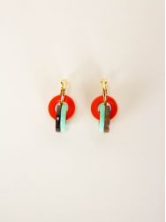 Boucles d'oreilles Anse orange vert