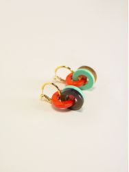 Boucles d'oreilles Anse orange vert