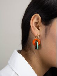 Boucles d'oreilles Anse orange vert