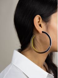 Yellow blue Trace hoop earrings