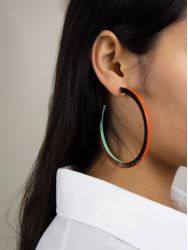 Orange green Trace hoop earrings