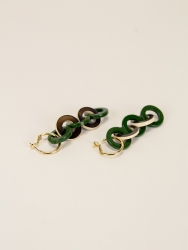 Boucles d'oreilles Entrelac beige et vert kaki