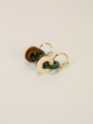 Boucles d'oreilles Anse beige et vert kaki