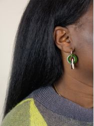 Boucles d'oreilles Anse beige et vert kaki