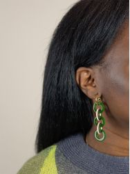 Boucles d'oreilles Entrelac beige et vert kaki