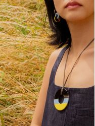 Yellow blue Brin pendant