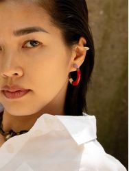 Rayon hoop earrings
