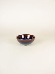 Set of 4 blue ochre Hoa Bien bowls in ceramic